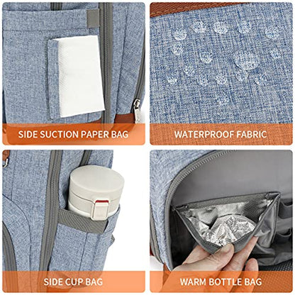 Diaper Bag Backpack, Large Baby Nappy Bags with Portable Changing Pad for Boys and GirlsMultifunction Travel Baby Bag for Moms Dads, Shower Gifts Waterproof and Stylish，Light Blue - color: Light Blue