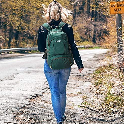 G4Free 40L Lightweight Packable Hiking Backpack, Waterproof Travel Daypack - color: Dark Green