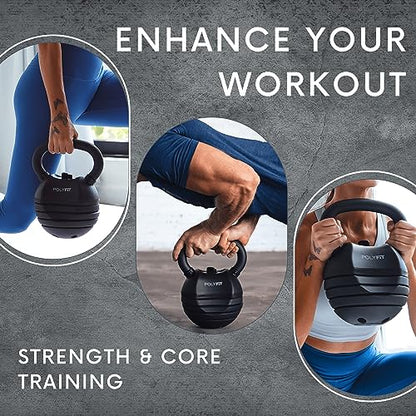 Polyfit Adjustable Kettlebell Set | 30/40/50 lbs | Kettlebell Weights for Home Gym - color: BLACK - 40 LB