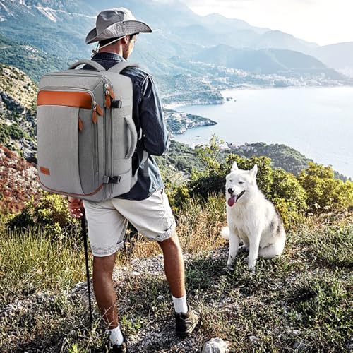 LOVEVOOK Carry on Backpack, 45L Extra Large Travel Backpack for Men & Women Airline Approved, Expandable Large Suitcase Backpacks With 4 Packing Cubes, Aer Travel Pack 3, Water Resistant Weekender Bag - color: Grey, size: X-Large
