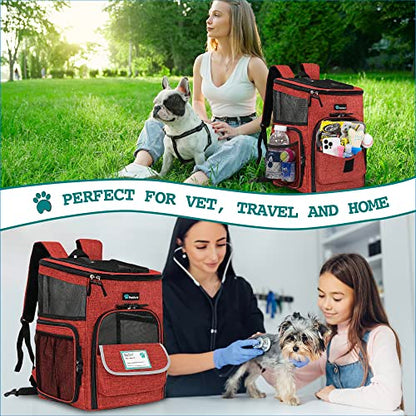 PetAmi Dog Backpack Carrier, Airline Approved 4-Way Entry Cat Backpack Carrier, Ventilated Mesh, Collapsible Pet Carrier for Small Puppy, Kitten, Hiking, Travel Car, Vet, up to 18 lbs, Red - color: Red