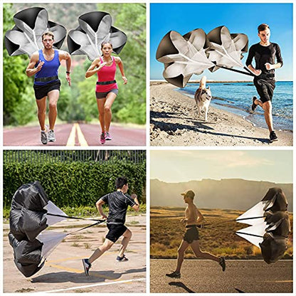 Resistance Parachute Running Umbrella, 2 Pack 57'' Speed Strength/Running Training Tools Resistance Parachute, Improving Speed/Stamina/Strength