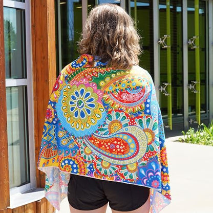 SHAKEitCOOL Large Cooling Shawl - Instant Heat Relief for Outdoor Events - color: Bright Paisley