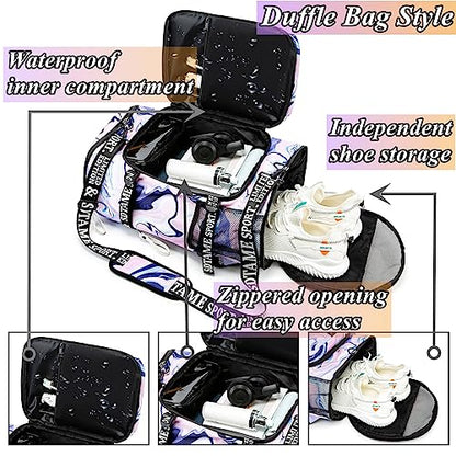 Gym Duffle Bag Backpack with Shoe Compartment,4 ways Travel Backpack for Women and Men,Multi-Functional Weekender bag with Waterproof Layer&Laptop Compartment for Fitness, Travel,Camping - color: Purple