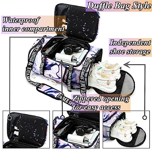 Gym Duffle Bag Backpack with Shoe Compartment,4 ways Travel Backpack for Women and Men,Multi-Functional Weekender bag with Waterproof Layer&Laptop Compartment for Fitness, Travel,Camping - color: Purple