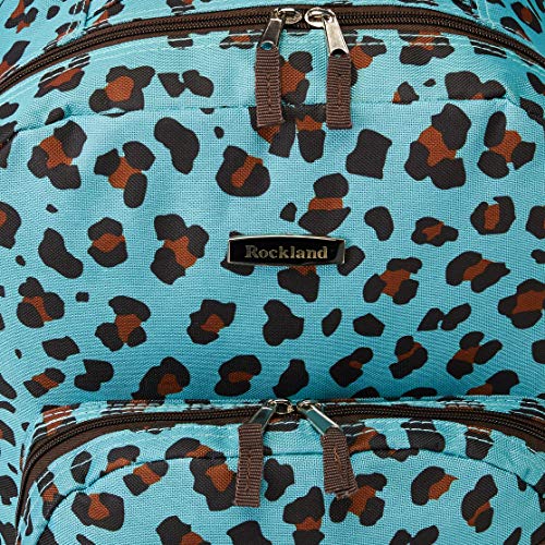 Rockland Double Handle 17" Rolling Backpack, Blue Leopard - color: Blue Leopard, size: One Size