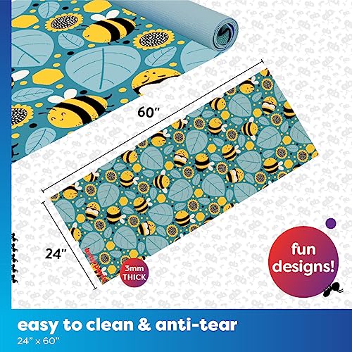 Antsy Pants Yoga Mat for Stretching and Yoga - color: Yellow Bumble Bees