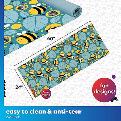 Antsy Pants Yoga Mat for Stretching and Yoga - color: Yellow Bumble Bees