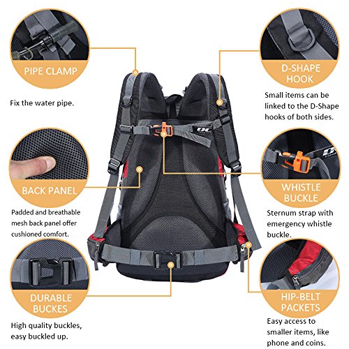 Diamond Candy Waterproof Hiking Backpack for Men and Women, Lightweight Day Pack for Travel Camping | Waterproof - color: Ruby