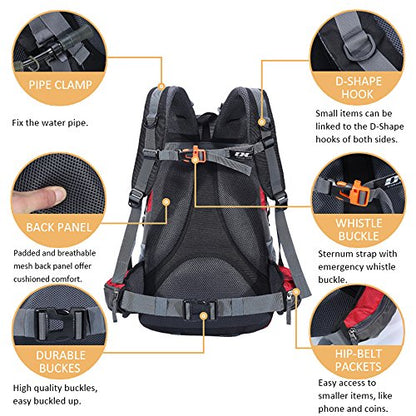 Diamond Candy Waterproof Hiking Backpack for Men and Women, Lightweight Day Pack for Travel Camping | Waterproof - color: Ruby