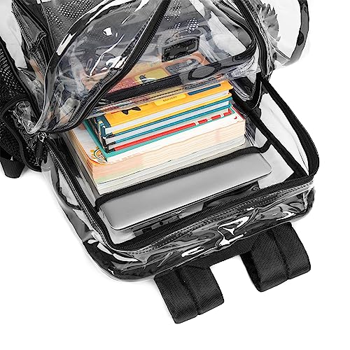 J.CARP Clear Bag Heavy Duty Backpack Durable Transparent See Through Bag - color: Large, Black