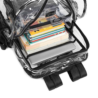 J.CARP Clear Bag Heavy Duty Backpack Durable Transparent See Through Bag - color: Large, Black