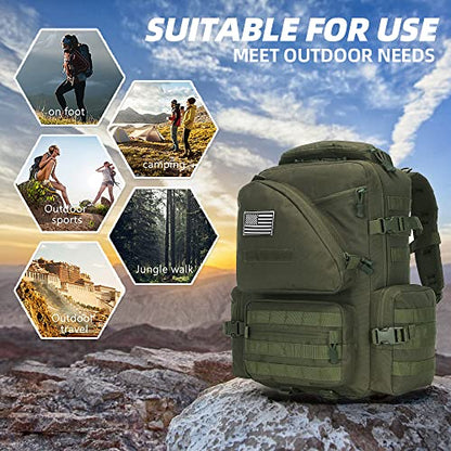 Lovelinks21 Hiking Trekking Rucksack Military Hiking Backpack 3 Day Molle Assault Pack Waterproof EDC Bag for Outdoor - color: Green