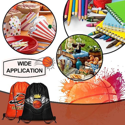 Grneric 18 Pcs Basketball Party Favor Bags Drawstring Bags Bulk Candy Goodie Bag Basketball Themed Presents for Sports Teams - color: Basketball
