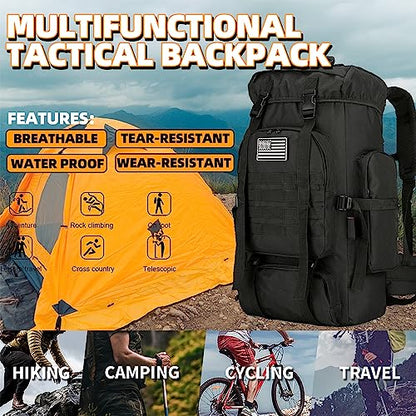 45L Hiking Backpack Waterproof Travel Backpack Lightweight Outdoor Daypack Camping Backpack for Men Women (Black) - color: Black