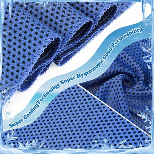 Honoson 20 Pcs12x25 Inch Cooling Hoodie Towel Bulk for Neck and Face 40x12 Inch Quick Dry Sweat Towels Instant Ice Cold Towel for Hot Weather Run Yoga Gym(Dark Blue) - color: Dark Blue