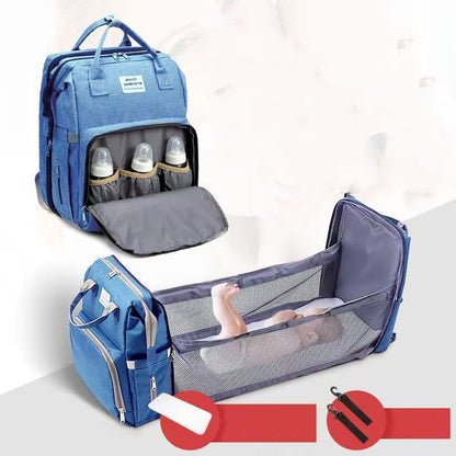Diaper Backpack with Changing Station, Pad, Nursing Bag, Bottle Bag - Waterproof, Large Capacity, Baby Registry Search, Newborn Essentials - color: Blue