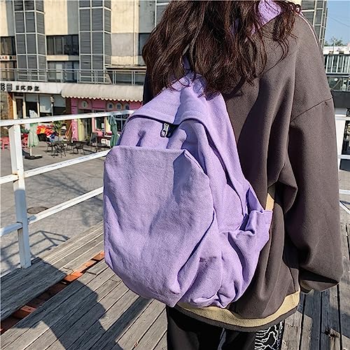 Women's canvas bag, men's and women's large capacity leisure backpack, men's and women's travel backpack (Purple,One Size) - color: Purple