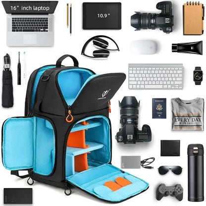 Camera Backpack, Large Capacity Outdoor DSLR Backpack, Compatible with 15.6-Inch Laptops, Canon and Nikon, Black - color: 9013-black