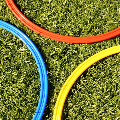 AGORA Sports Speed Ring Set for Basketball, Football, and Soccer, Sharpen Footwork, Agility, and Speed - Set of 12 in Red, Blue, and Yellow