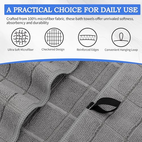 Microfiber Bath Towels 2 Pack (22'' x 48'') - Lightweight Quick Dry Microfiber Fingertip Hand Towels, Soft Absorbent Gym Towels for Yoga, Salon, Camping, Hotel, Bathroom, Spa, Travel & Dog