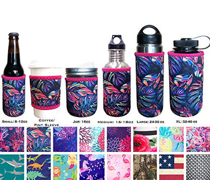 Can/Bottle Sleeve, Neoprene Insulated Bottle Sleeve, Fits 8-12 Oz., Small Size, Tropics - color: Tropics, size: Small 8-12oz
