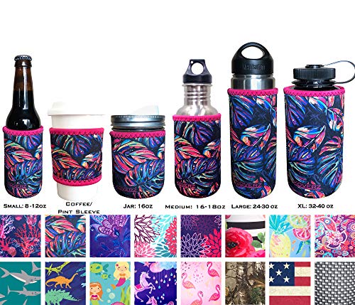 Neoprene 16-18 oz 500ml Water Bottle Insulator Cooler Coolie - Tropics - color: Tropics, size: Med 16-18oz