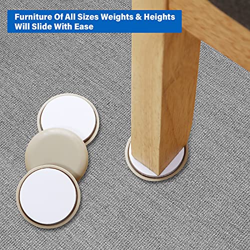 Self-Adhesive Furniture Sliders for Carpets, Furniture Moving Pads (36Pcs) 1-3/4" Furniture Mover Glides, Self Sticks Carpet Furniture Carrier - Move Any Item Quickly and Easily! - size: 1 3/4 inch