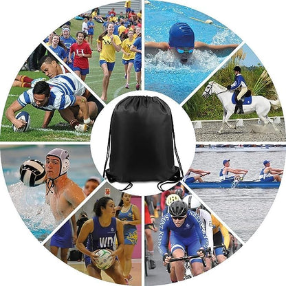 BeeGreen Black Drawstring Backpack Bulk 20 Pack, Christmas String Backpack for Gym Sport Trip,Cinch Sack with String, DIY Drawstring Bags for Women and Men - color: Black-s