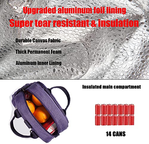 Insulated Lunch Bag Rucksack for Women/Men, 3 carrying way Lunch Tote, Large Waterproof Cooler Box with Side pockets for Adults, Work, Beach, Picnic, Purple - color: Purple
