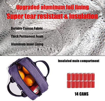 Insulated Lunch Bag Rucksack for Women/Men, 3 carrying way Lunch Tote, Large Waterproof Cooler Box with Side pockets for Adults, Work, Beach, Picnic, Purple - color: Purple