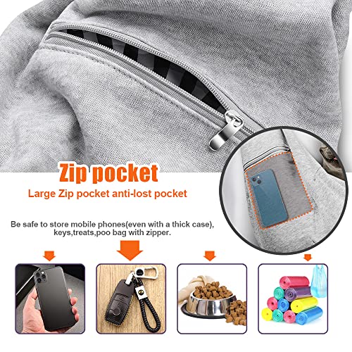 Tomkas Small Dog Cat Sling Carrier Puppy Purse Travel Wrap Soft Crossbody Pet Bag (Grey, M - Zip Pocket & Adjust Strap) - color: Grey