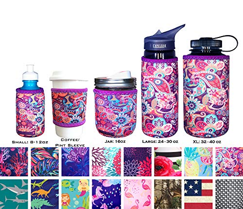 Can/Bottle Sleeve, Neoprene Insulated Bottle Sleeve, Fits 8-12 Oz. Can/Bottle, Washable and Reusable, Can/Bottle Accessories, Small Size, Paisley - color: Paisley, size: Small 8-12oz