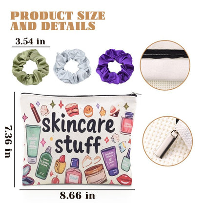 Skin Care Stuff Travel Bag fpr Women Girls Skincare Products Cosmectic Packing Bags for Traveling Toilettries for Women Girls Friend Bestie Girlfriend Birthday Christmas Gift Bag - color: skincare