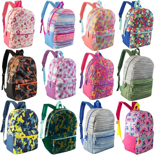 17" School Backpacks for Kids - Backpacks in Bulk for Elementary, Middle, and High School Students in Assorted Colors - color: Assorted Prints