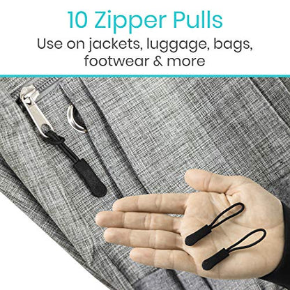 Vive Zipper Pulls Replacement (10 Pack) - Helper Grip Fix for Clothes, Shoes, Purse, Handbag, Luggage, Jacket, Backpack, Boot - Universal Easy Gripper Puller - Set of Plastic Repair Tabs Dexterity Aid