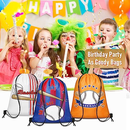 Grneric 18 Pcs Baseball Party Favor Bags Drawstring Bags Bulk Candy Goodie Bag Baseball Themed Presents for Sports Teams - color: Baseball