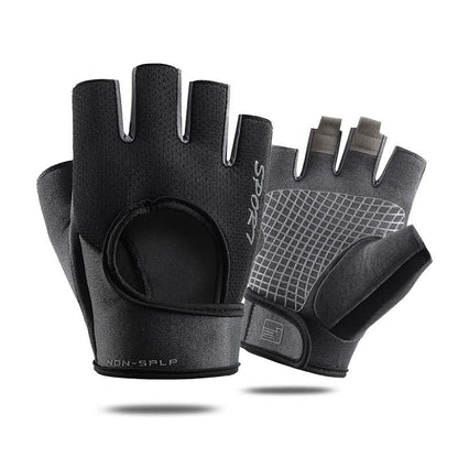 Mealah Men & Women Breathable Workout-Glove - UV Protection Fingerless Gym Gloves for Fitness Rowing Cycling - color: Black