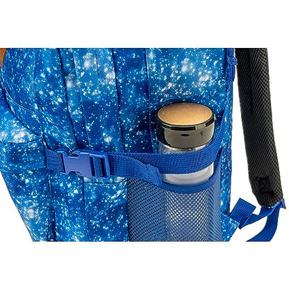 K-Cliffs Classic Backpack Basic Student Campus Daypack Simple Travel Rucksack with Laptop Compartment Bottle Holder Padded Straps Printed Blue Navy Stardust Pattern - color: Navy Stardust