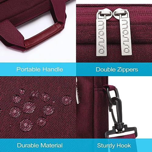 MOSISO Laptop Shoulder Bag 15.6 inch, 15-15.6 inch Computer Bag Compatible with MacBook Pro 16 inch, HP, Dell, Lenovo, Notebook with 2 Raised&1 Flapover&1 Horizontal Pocket&Handle&Belt, Wine Red - color: Wine Red, size: 16 inch