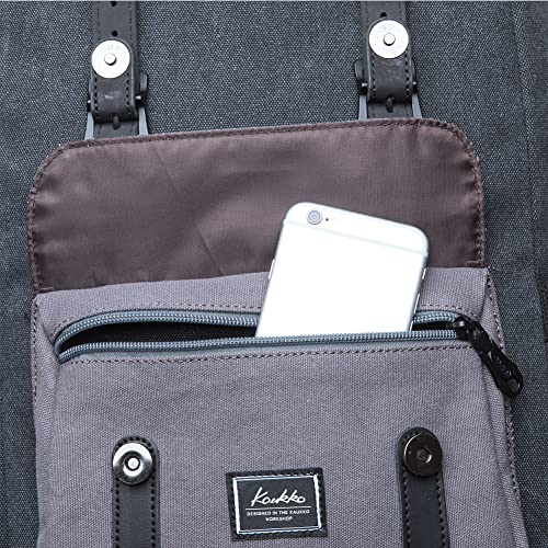KAUKKO Laptop Outdoor Backpack Traveling Daypack Hiking Rucksack Large Capacity Bag Fits 15.6" (E5-1BG) - color: E5-1canvas Blackgrey