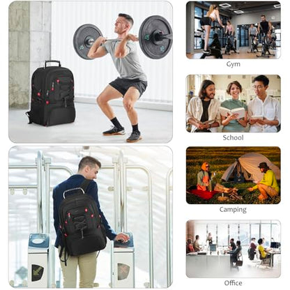 YAMTION Men Laptop Backpack 18.4in with Shoe Compartment for Gym Camping,Large Carry On Travel Bag,Boys College Bookbag School Backpack for Women