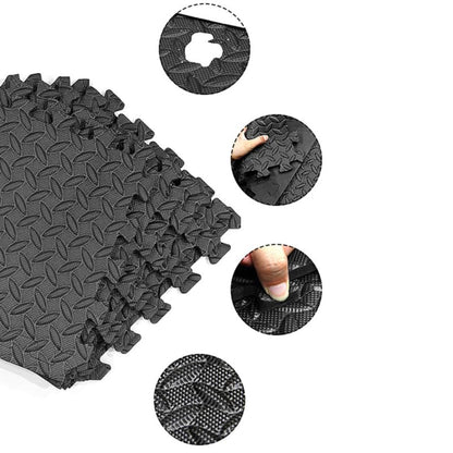 ibasenice Leaf Grain Gym Floor Mats 16 Pieces 11.81X11.81 Inch Eva Foam Interlocking Tiles Thick Cushioned Non-Slip Exercise Mats for Home Gym Yoga Dance