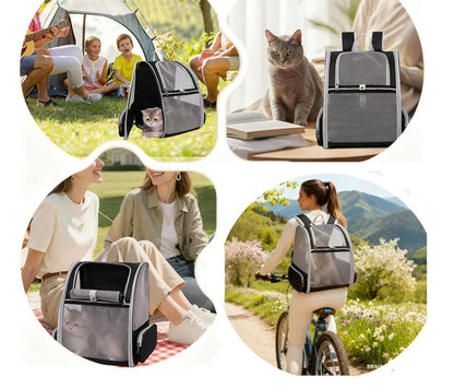 Cat Backpack Dog Backpack Carrier for Small Dogs and Medium Cat up to 15lbs, Travel Pet Carrier for Puppy Kitten Bunny, Cat Dog Carrying Backpack Collapsible (Black)