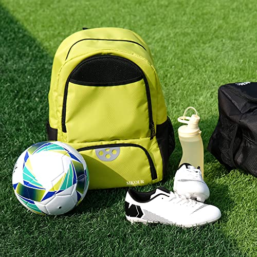 Mkour Soccer Backpack for Football Basketball Volleyball, with Ball Compartment and Holder - color: Spring Green
