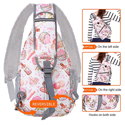 ZOMAKE Sling Bag,Small Crossbody Sling Backpack,Water Resistant Shoulder Daypack for Travel,Anti Thief Chest Bag for Hiking(Cosmetic White) - color: Cosmetic White