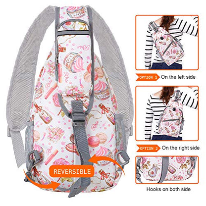 ZOMAKE Sling Bag,Small Crossbody Sling Backpack,Water Resistant Shoulder Daypack for Travel,Anti Thief Chest Bag for Hiking(Cosmetic White) - color: Cosmetic White