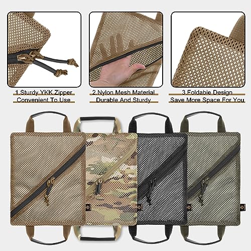 PETAC GEAR Tactical Storage Mesh Pouch Set,Insert Modular Utility Admin Pockets,Travel Organizer EDC Bag - color: Coyote Brown-BK