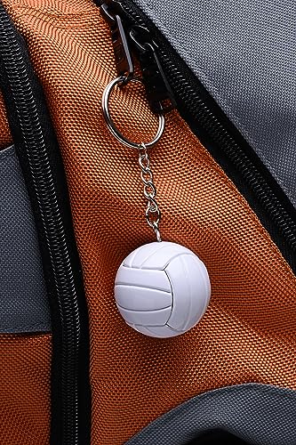 Tandem Sport Volleyball Key Chain - Mini Volleyball On Key Ring - Volleyball Keychain for Backpacks, Gym Bags, Purses - Volleyball Themed Party Supplies - Gift for Volleyball Players - color: White Volleyball