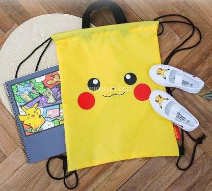 Pikachu Drawstring Backpack Gym Sackpack Travel Bag Multi Purpose Bag (Yellow) - color: Yellow